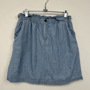 J. Crew Size 6‎ Women's Chambray Paper-Bag A-Line Mini Skirt CD4 Blue